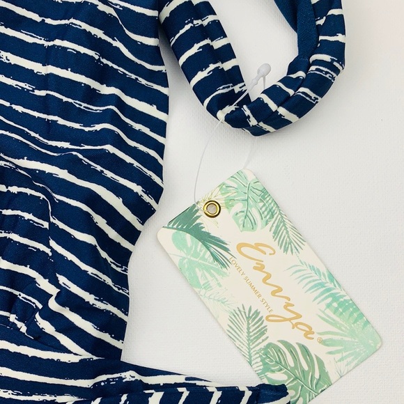 Envya white and blue striped deep plunge one piece - Picture 10 of 11